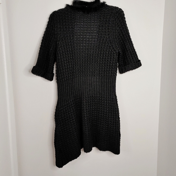 CYC black fur trimmed studded & knitted sweater cardigan. Size M - Picture 6 of 6